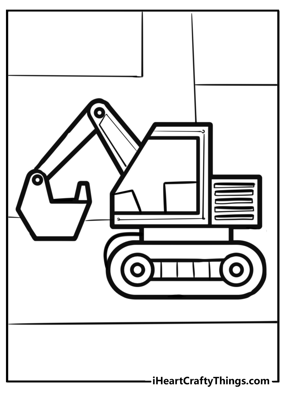 Easy outline of a excavator for preschoolers