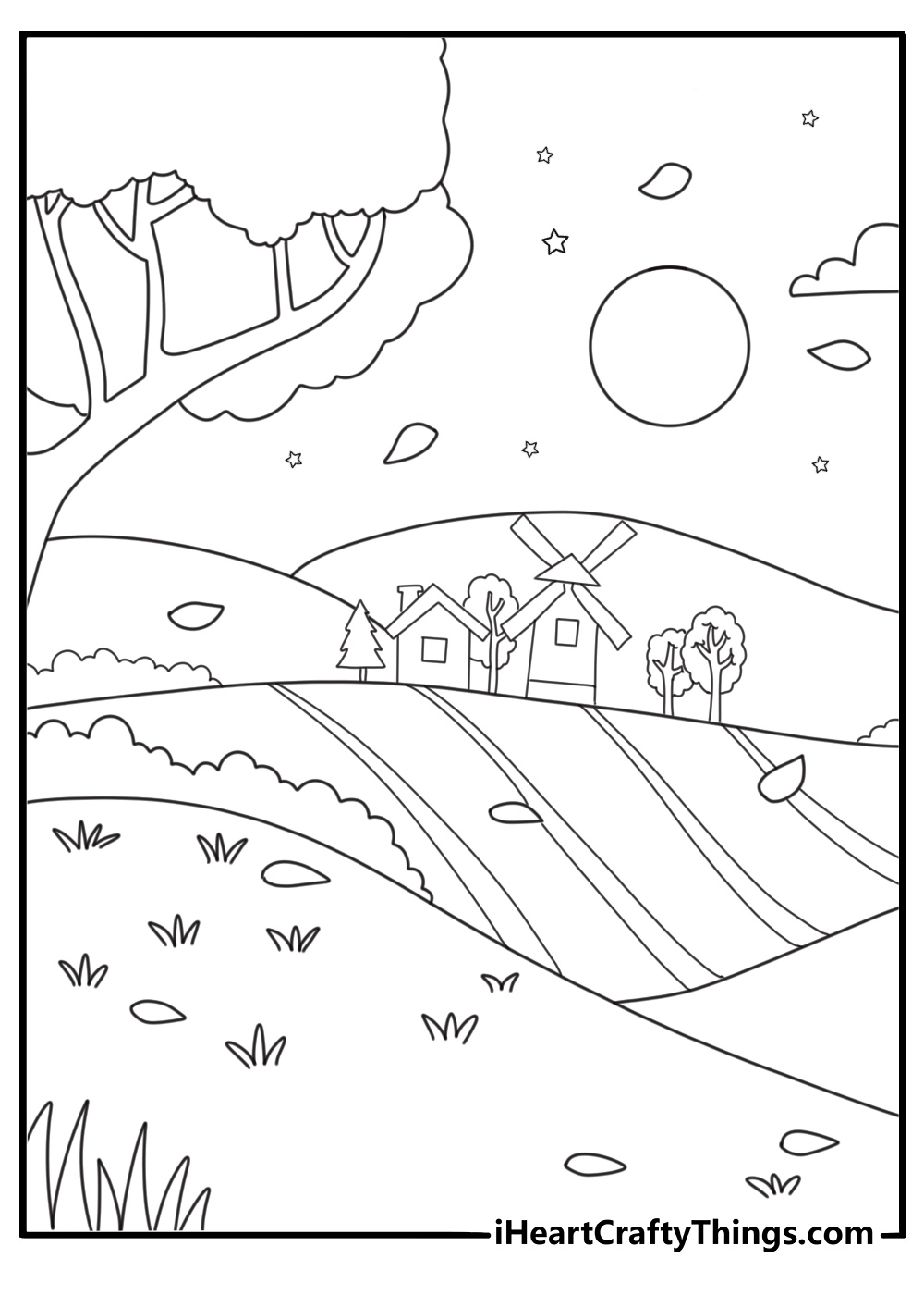 fall moon over countryside