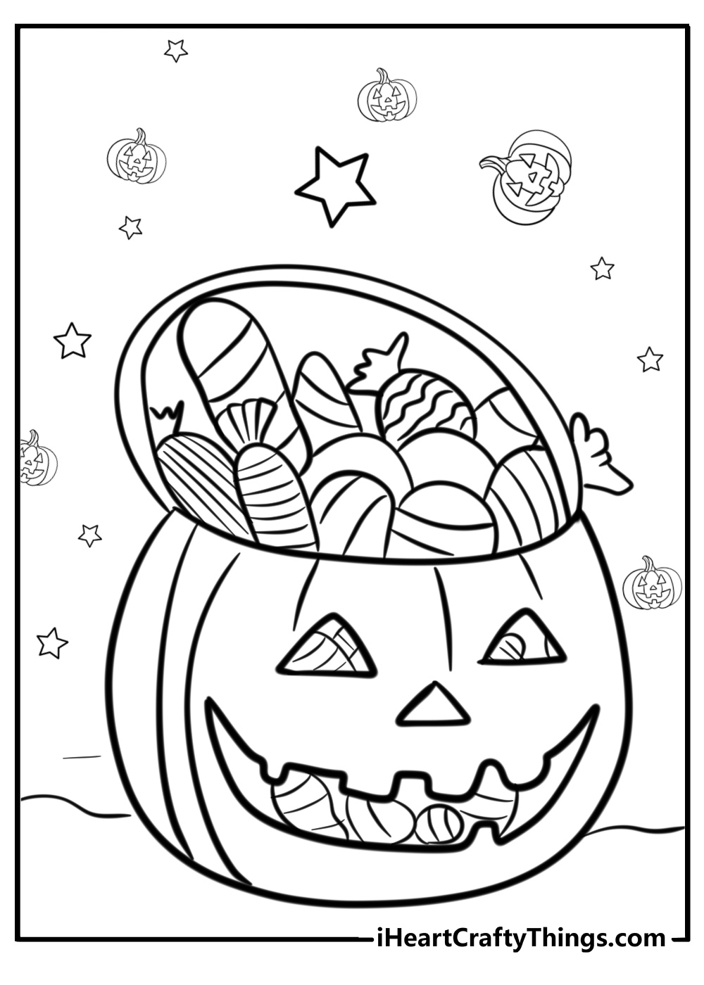 Halloween candy and treats free printable coloring page pdf