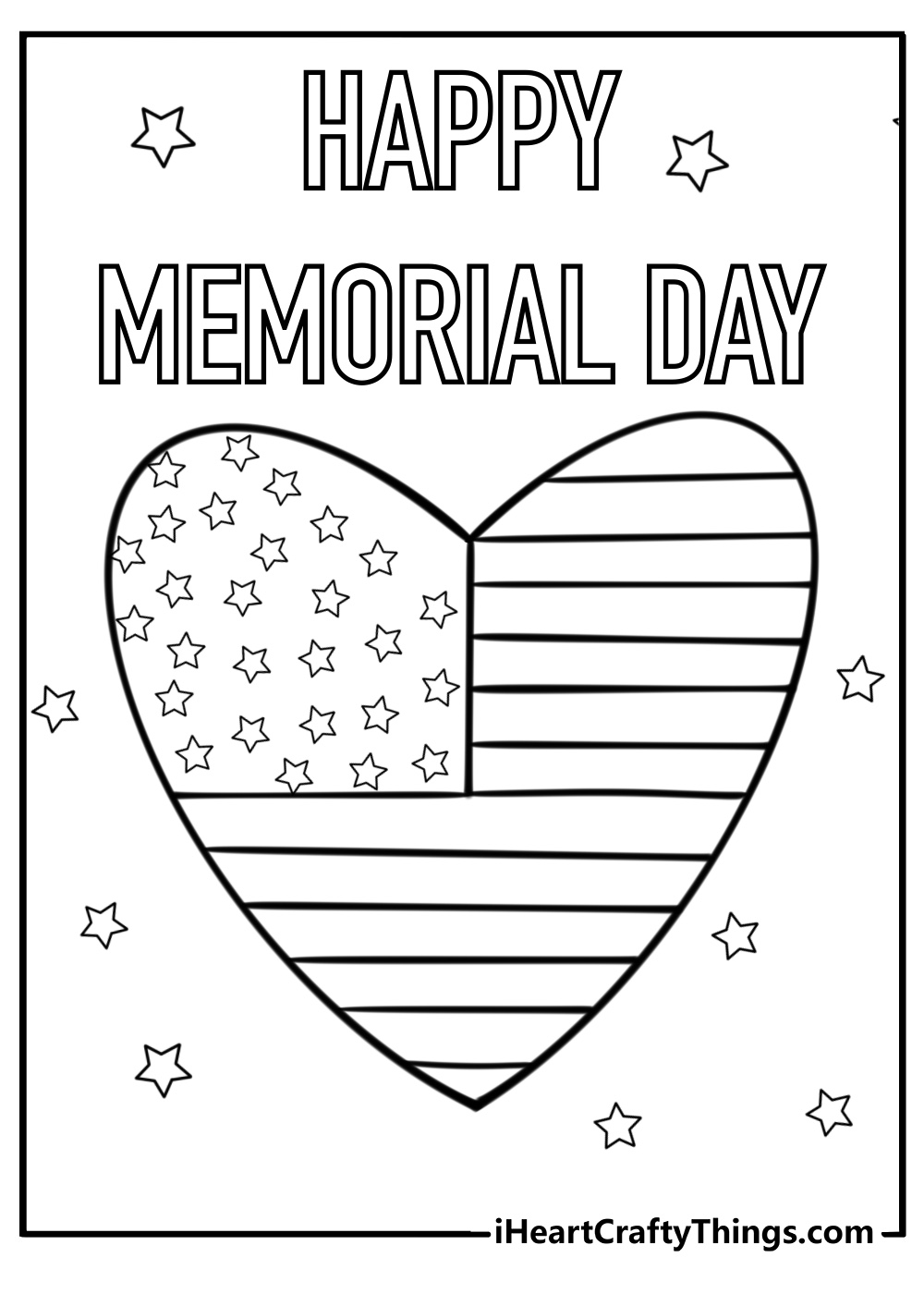 Heart shaped american flag coloring page for memorial day