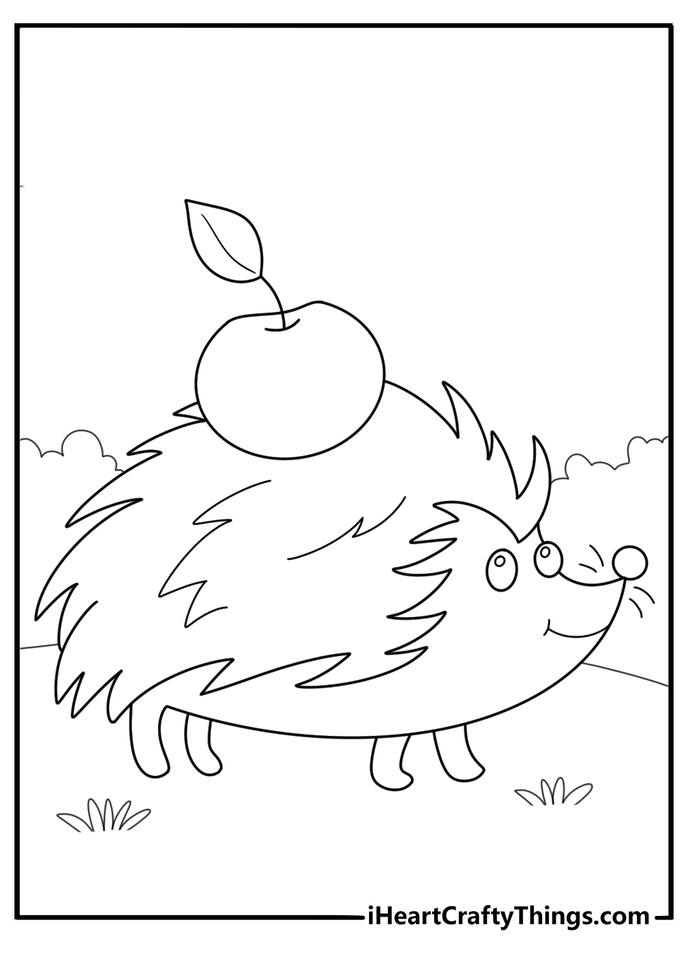 hedgehog carrying apple