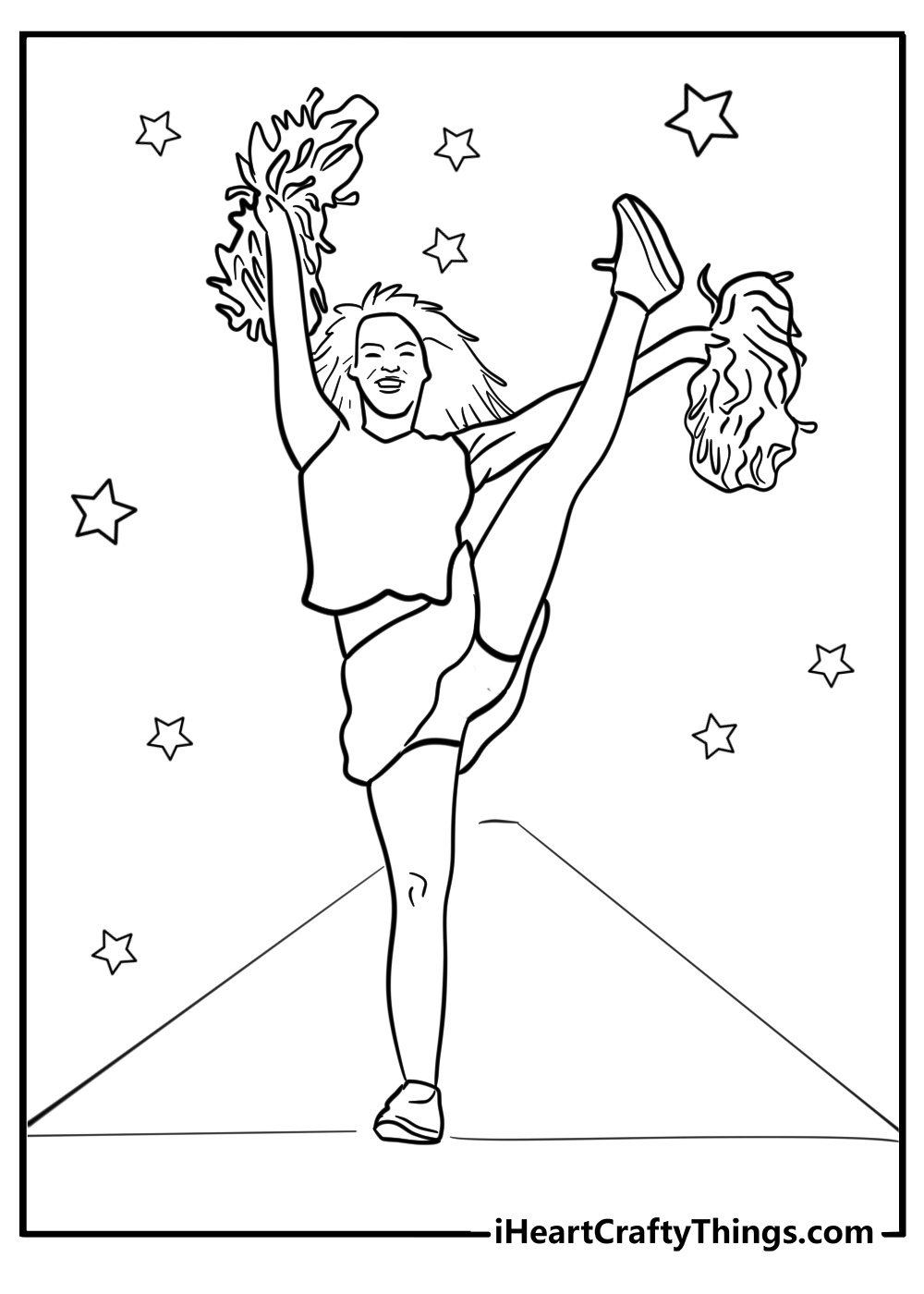 High kick cheerleader coloring pages to color