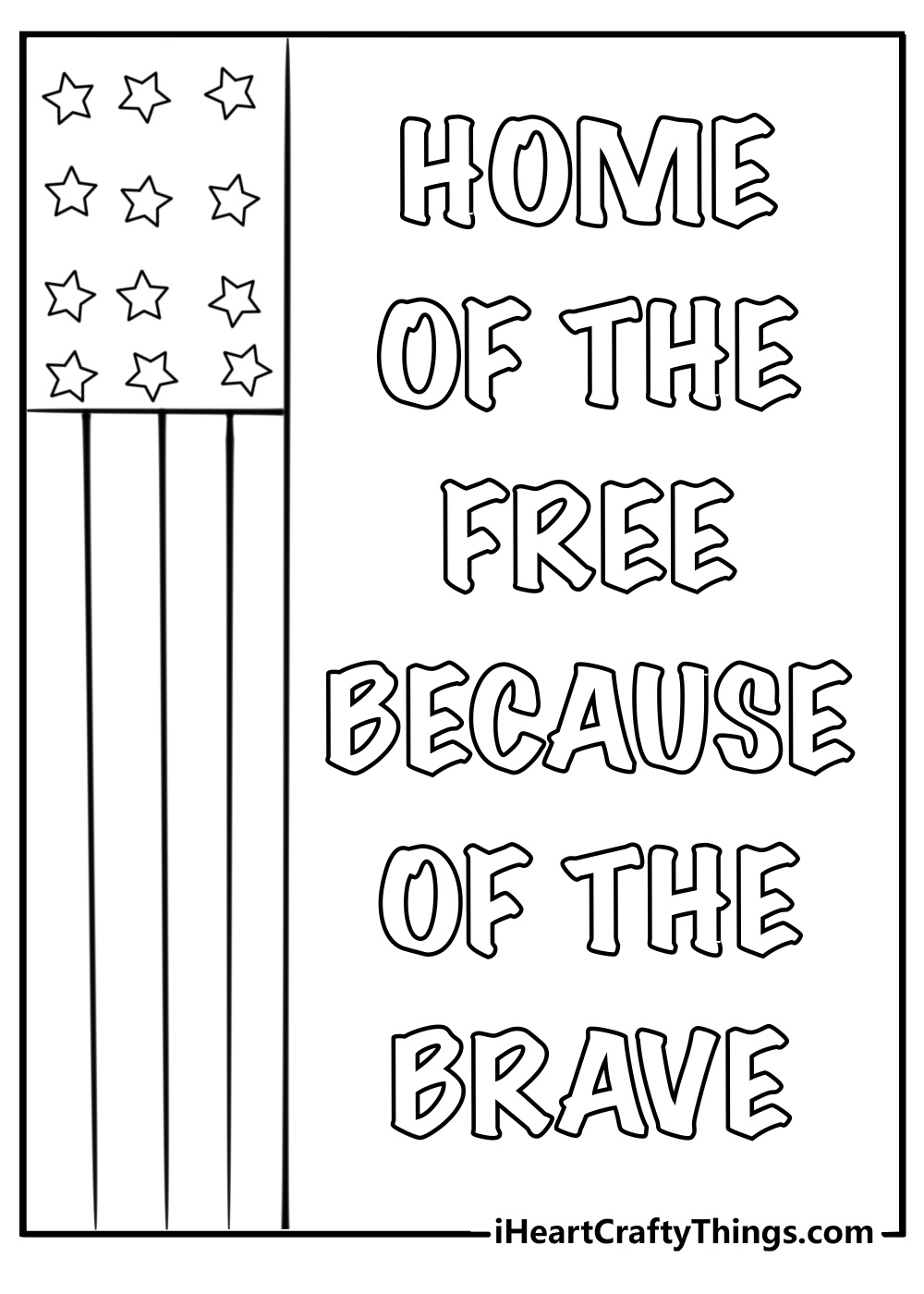 Home of the free because of the brave memorial day coloring sheet