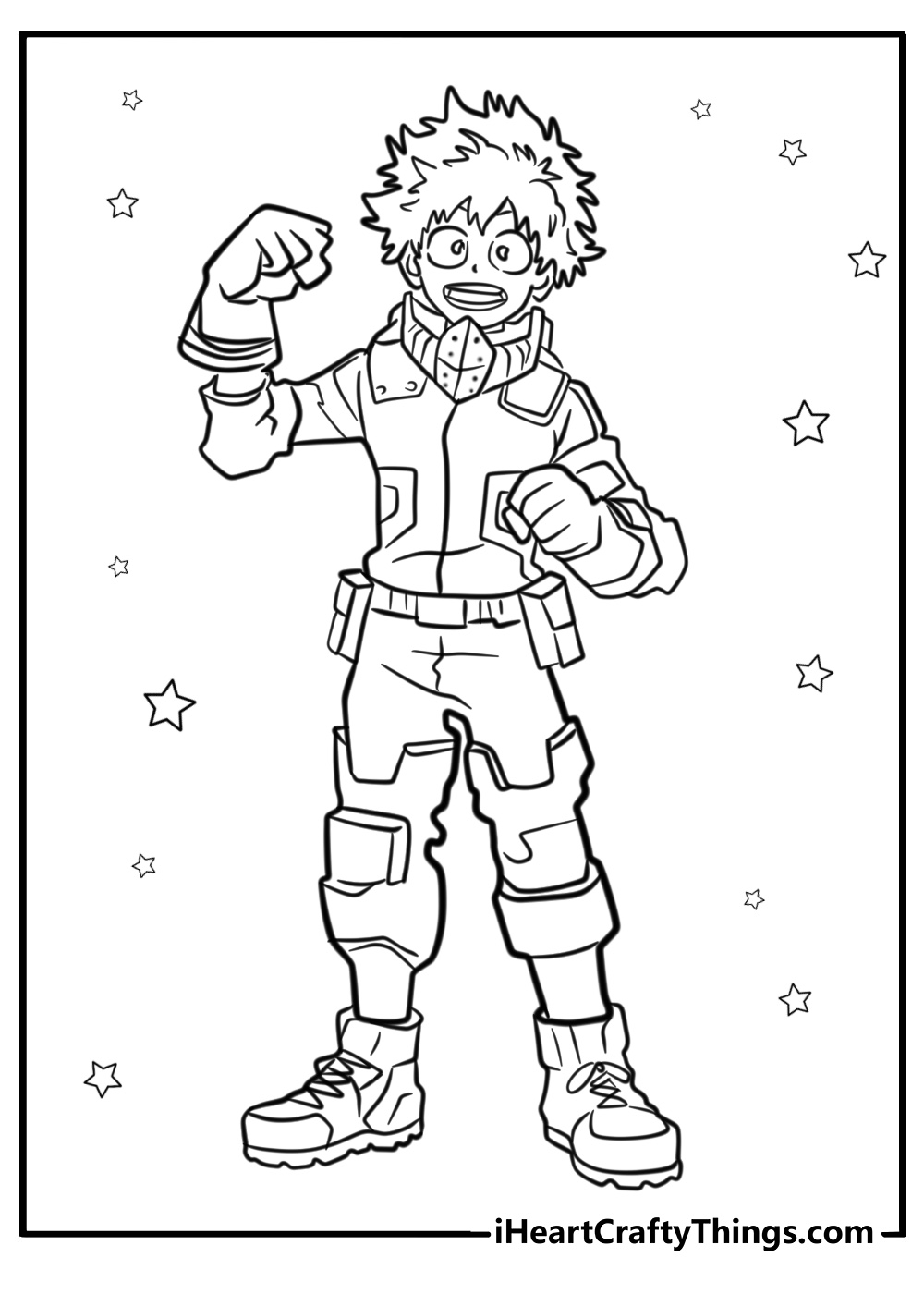 Izuku midoriya in hero costume coloring page for kids