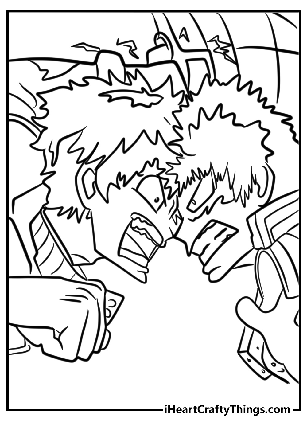 Katsuki bakugo and izuku midoriya fighting coloring pages