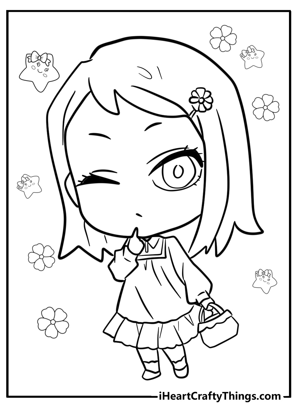 Kawaii anime girl coloring page