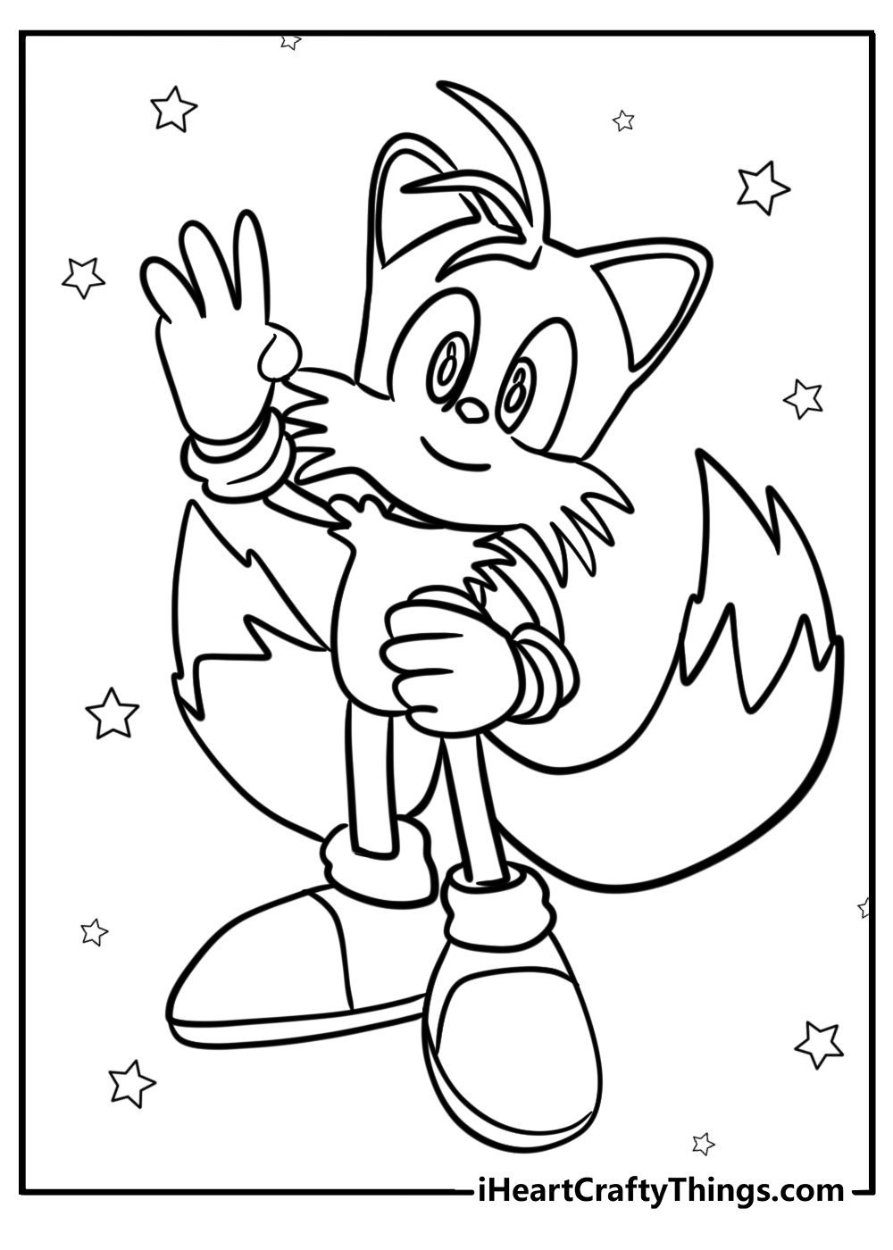 Kawaii cartoon tails playing in a garden coloring pages for kids