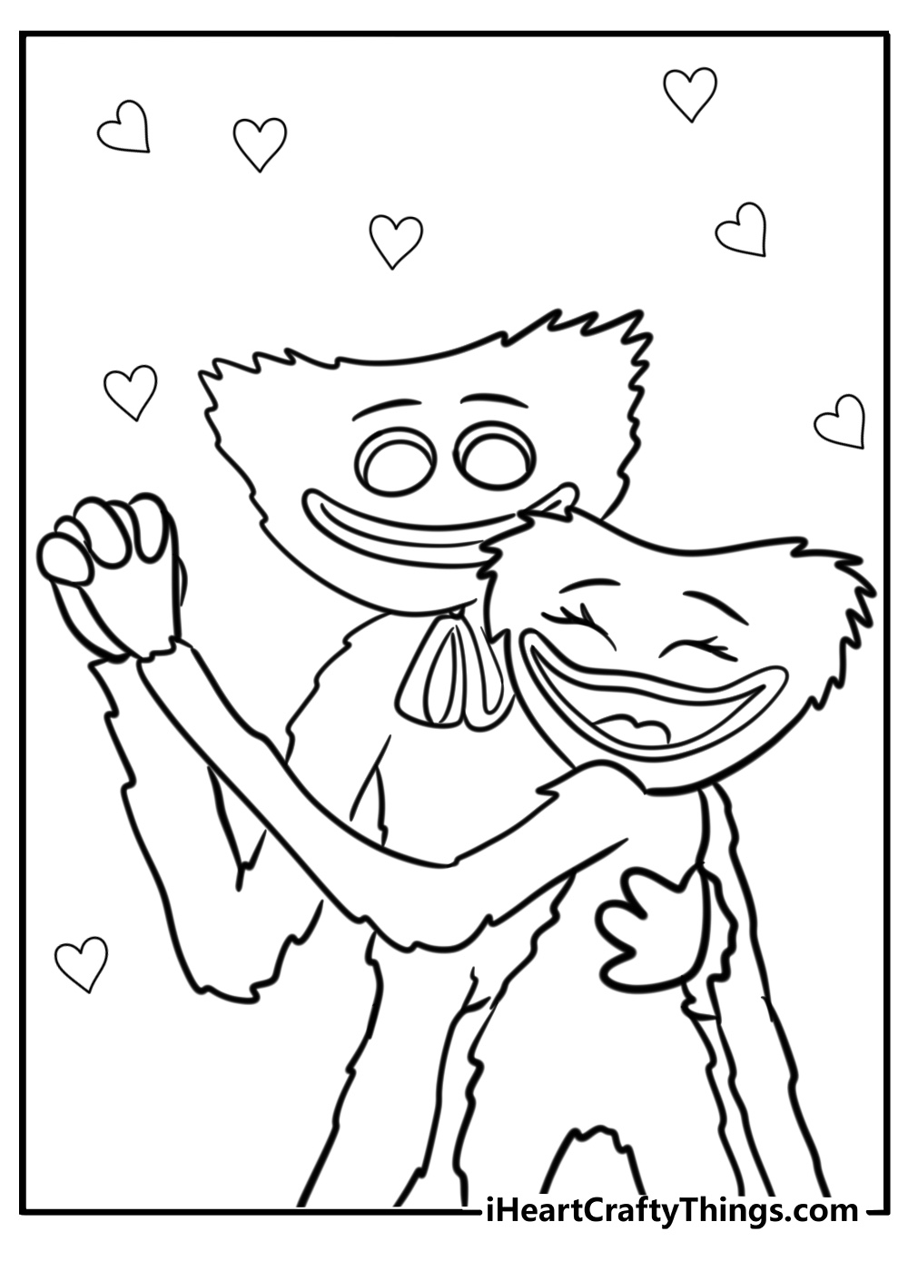 Kissy missy and huggy wuggy coloring pages