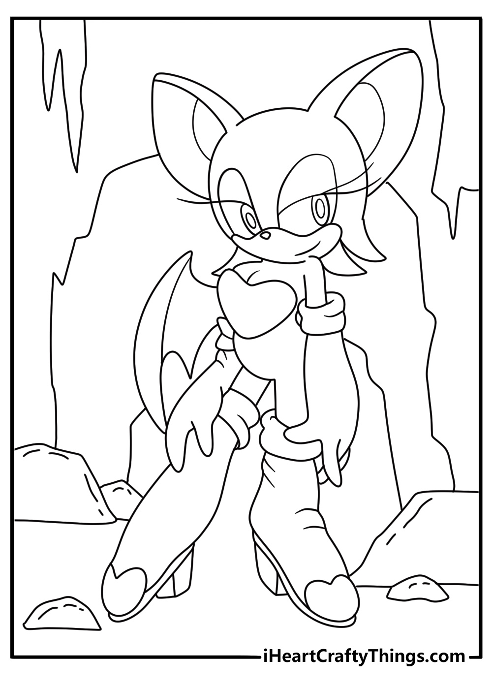 knuckles coloring pages scene featuring the echidna exploring a hidden cave