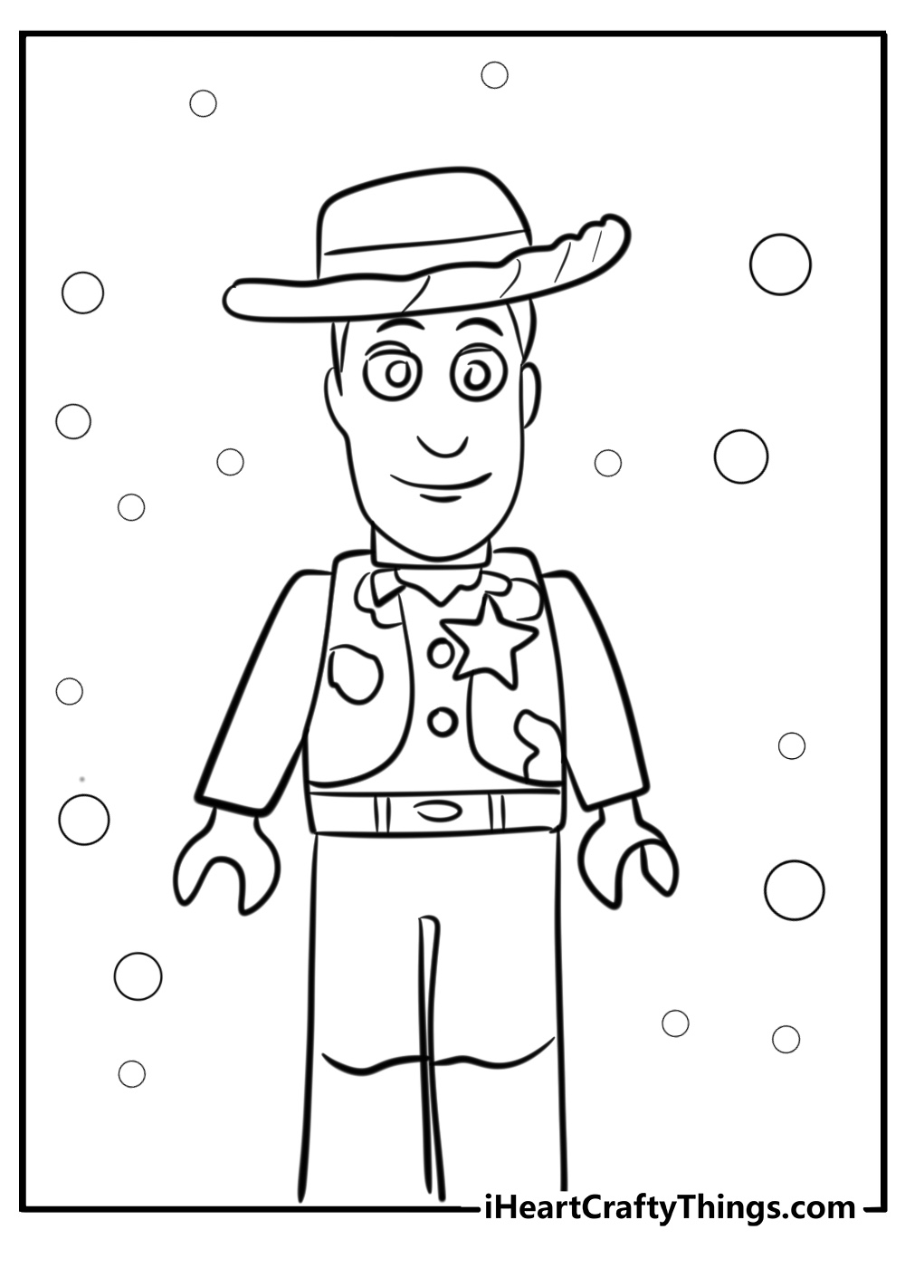 Lego woody coloring page from toy story for kids