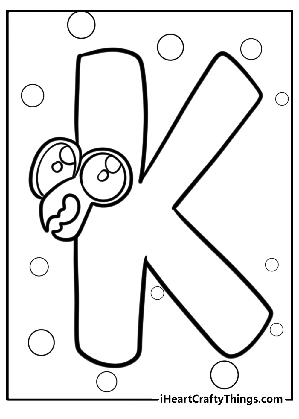 Letter k alphabet lore coloring page