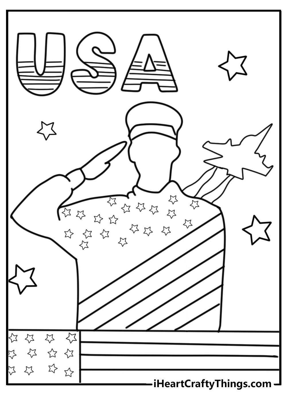 Love my veteran words with fireworks coloring page for kids