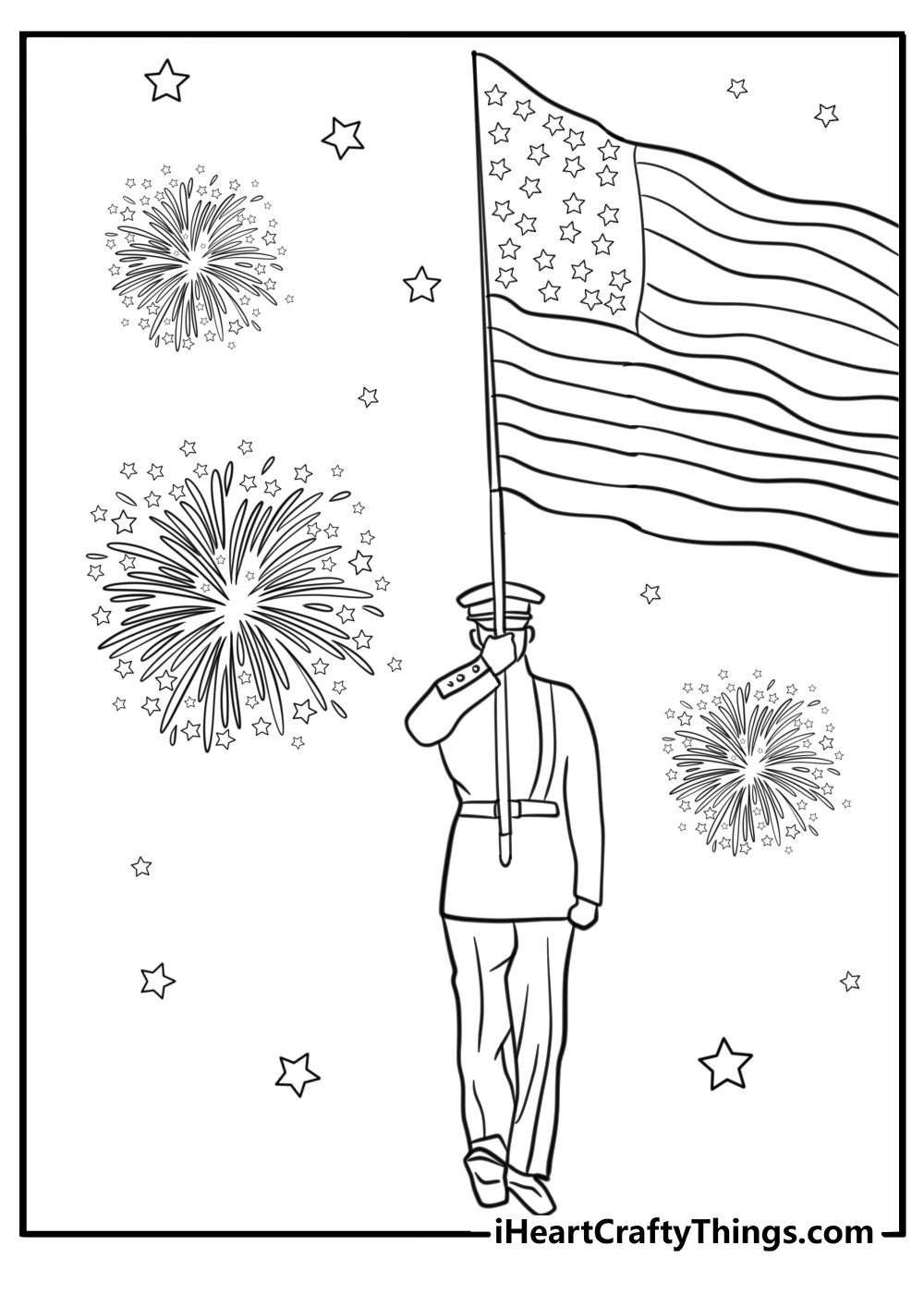 Memorial day fireworks over the lincoln memorial coloring page