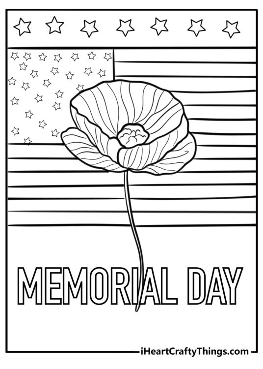 Memorial day poppy coloring sheet