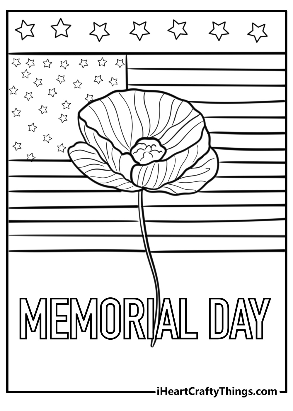 Memorial day poppy coloring sheet