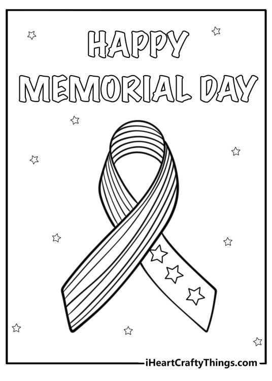 Memorial day ribbon to color