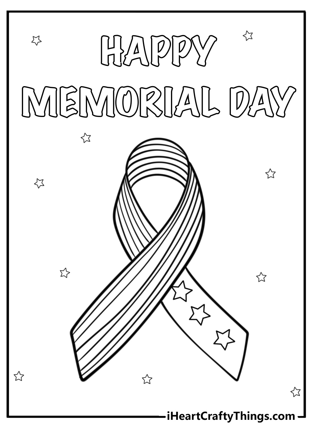 Memorial day ribbon to color