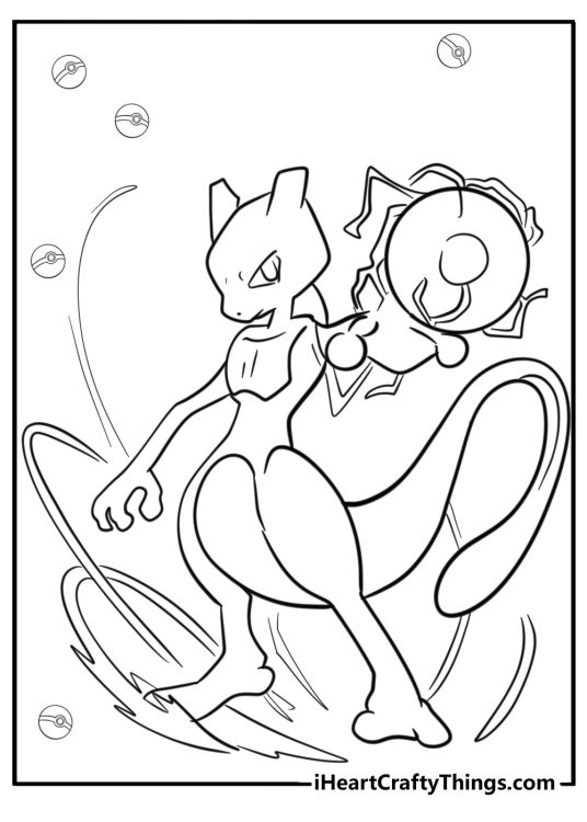Legendary Pokémon Mewtwo coloring page