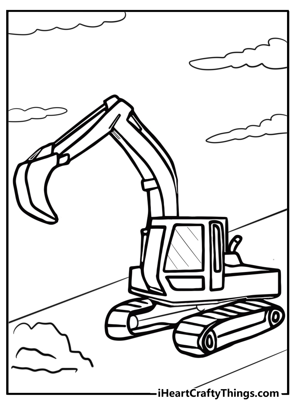 Mini excavator coloring page