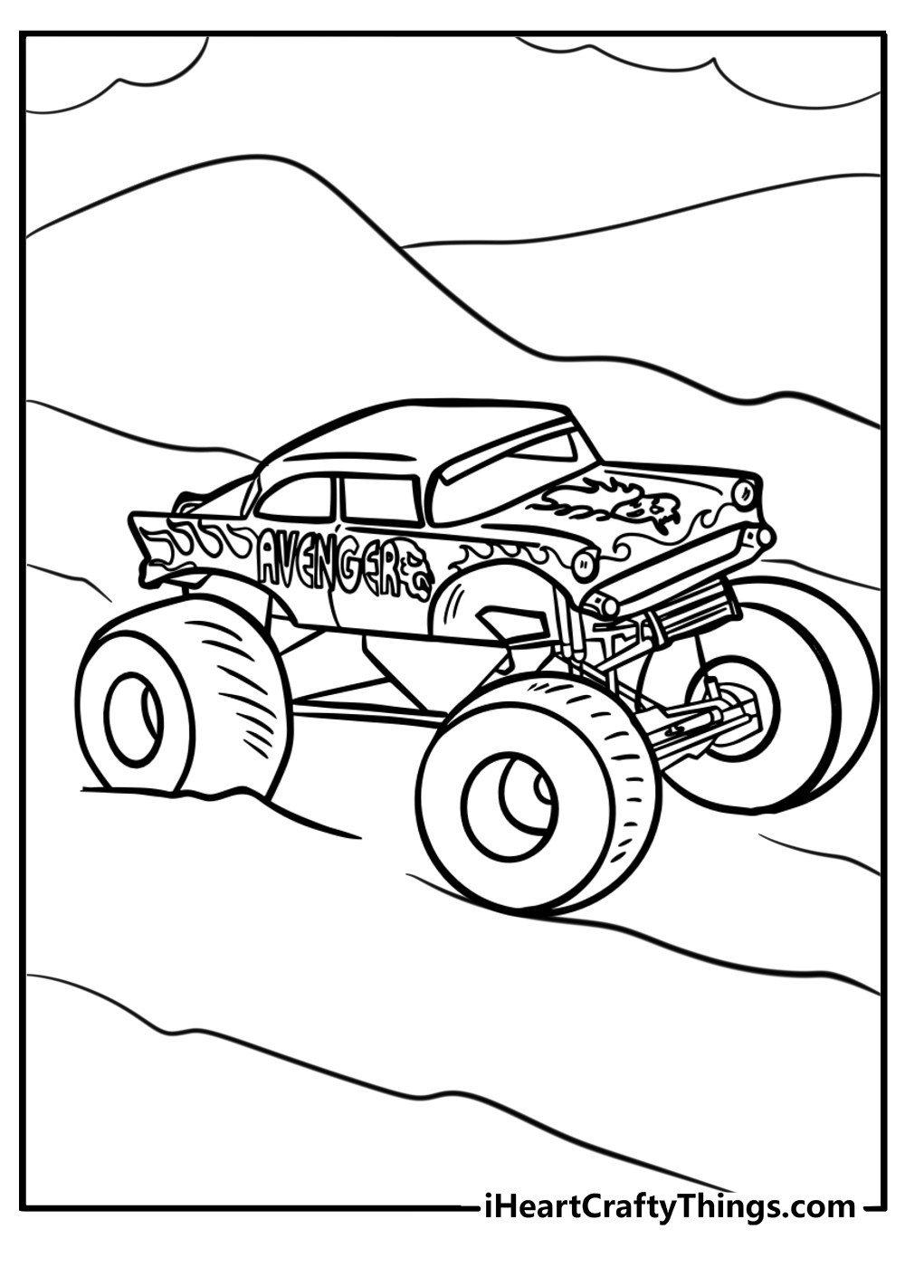 Monster jam coloring page of avenger truck