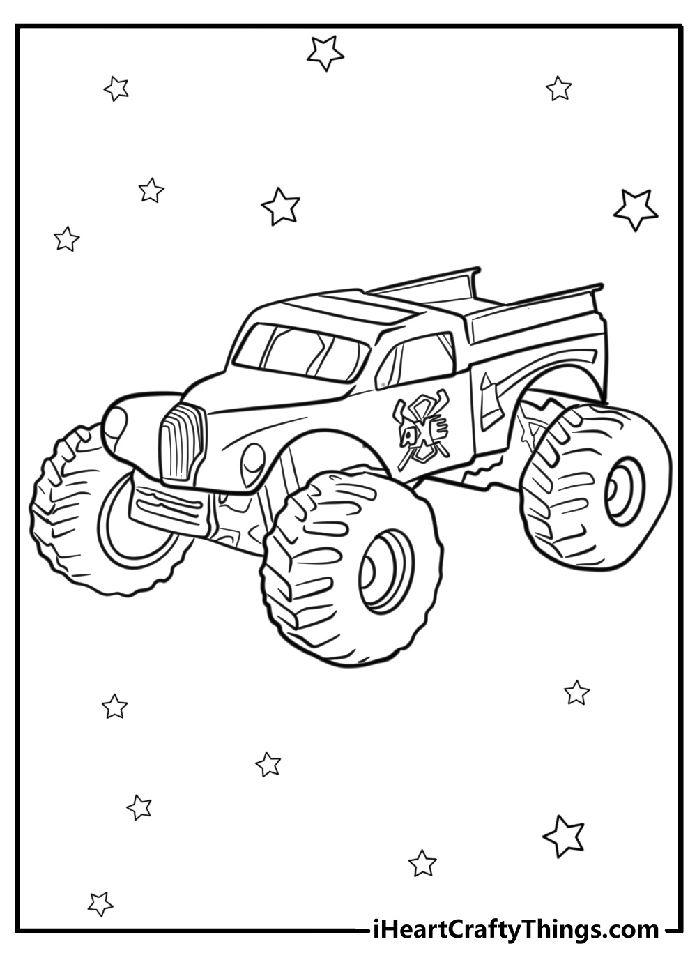 Monster jam coloring page of axe truck