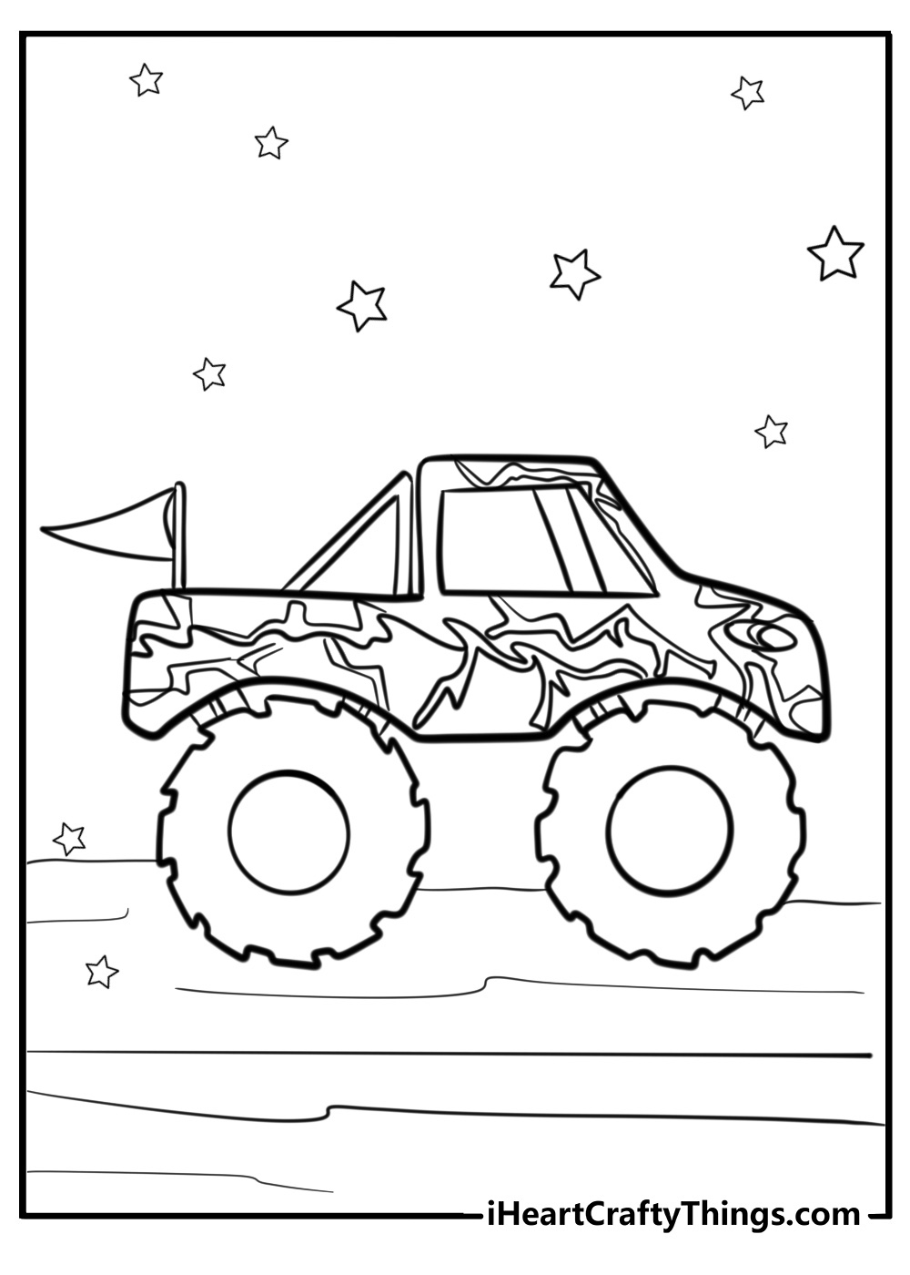 Monster jam coloring page of blue thunder truck