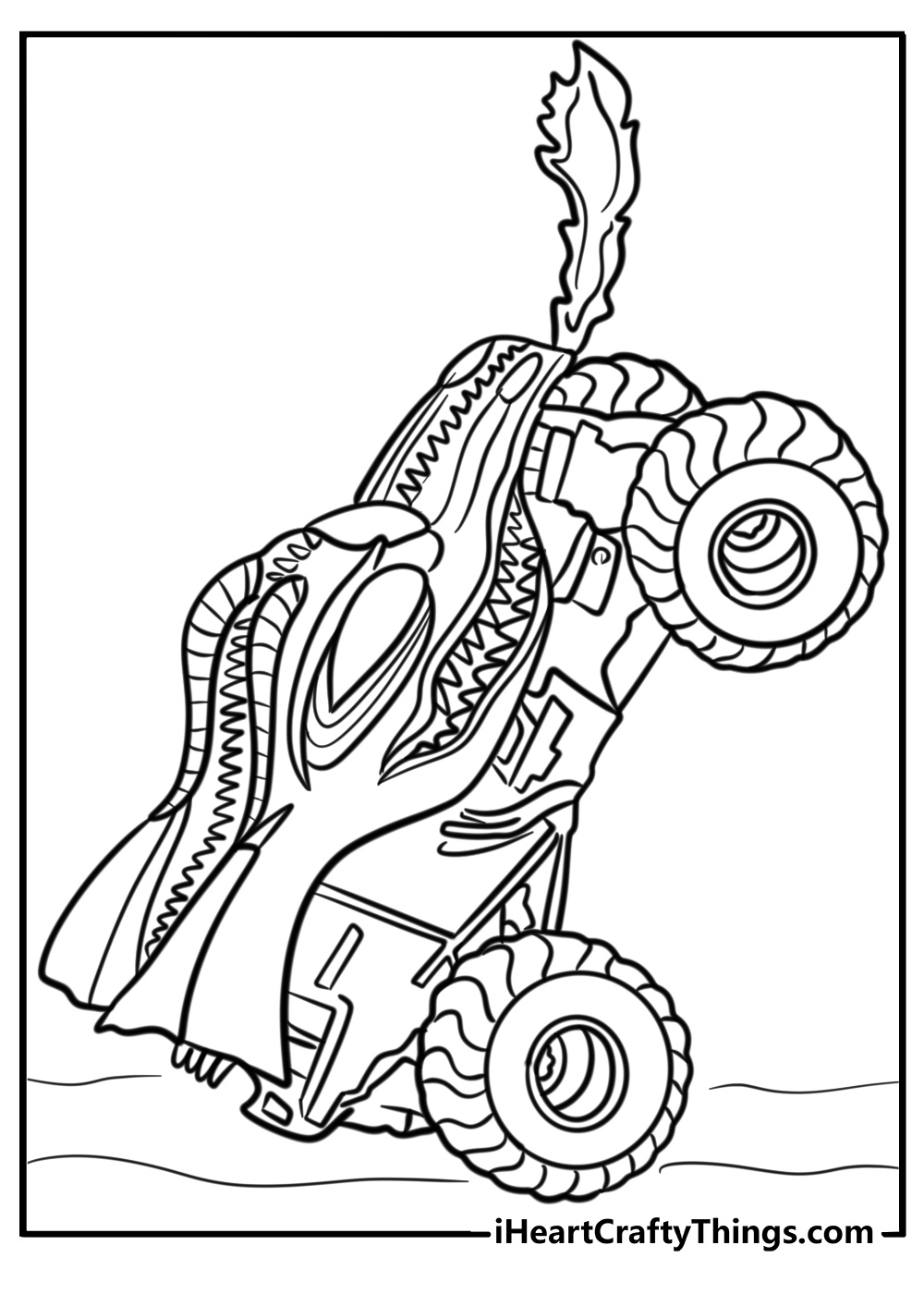 Monster jam coloring page of dragon truck