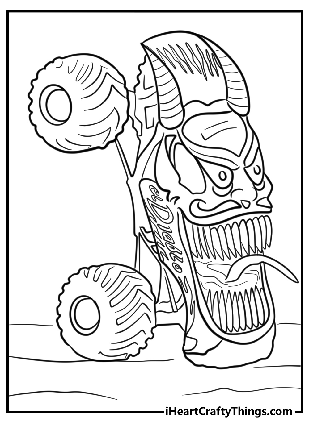 Monster jam coloring page of el diablo truck