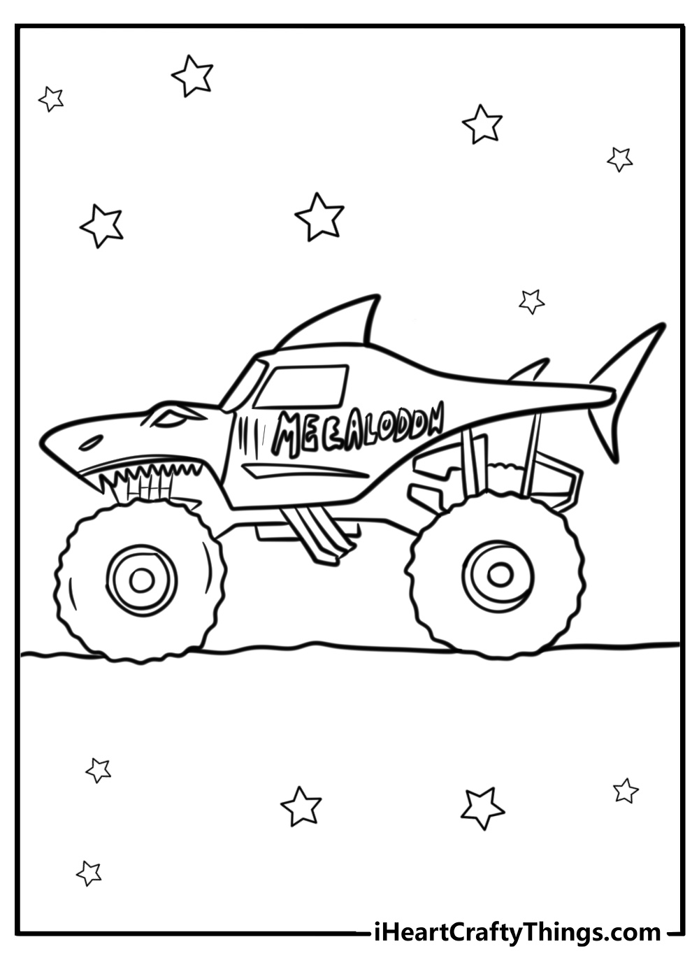 Monster jam coloring page of megalodon truck