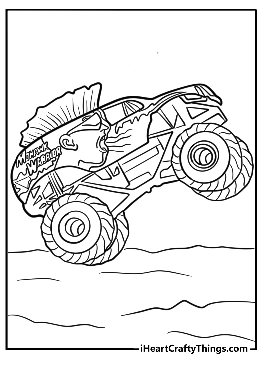 Monster jam coloring page of mohawk warrior truck