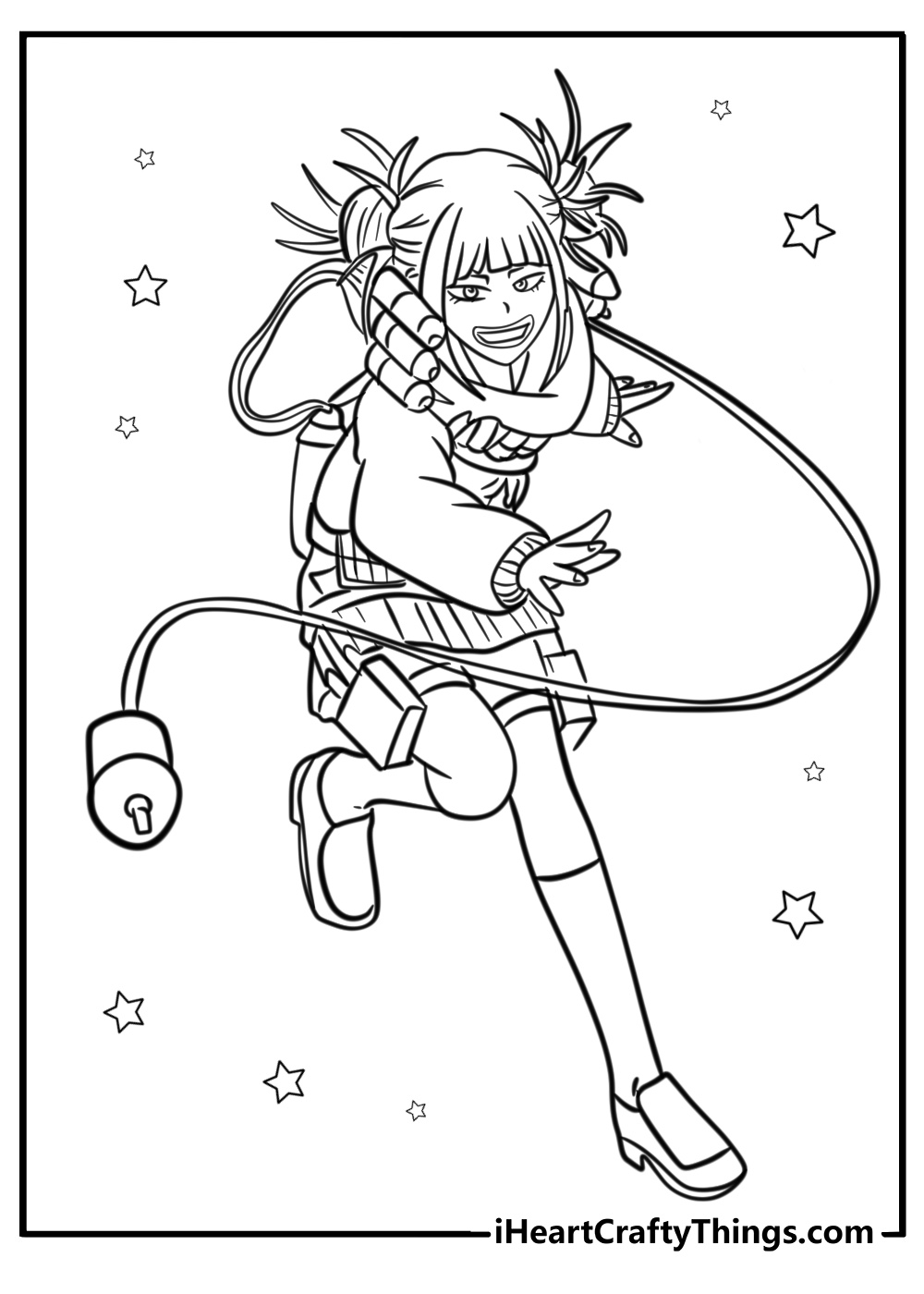 My hero academia coloring page of himiko toga ready for battle