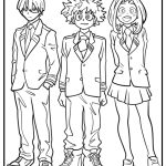 My hero academia group coloring page of izuku ochako and shouto