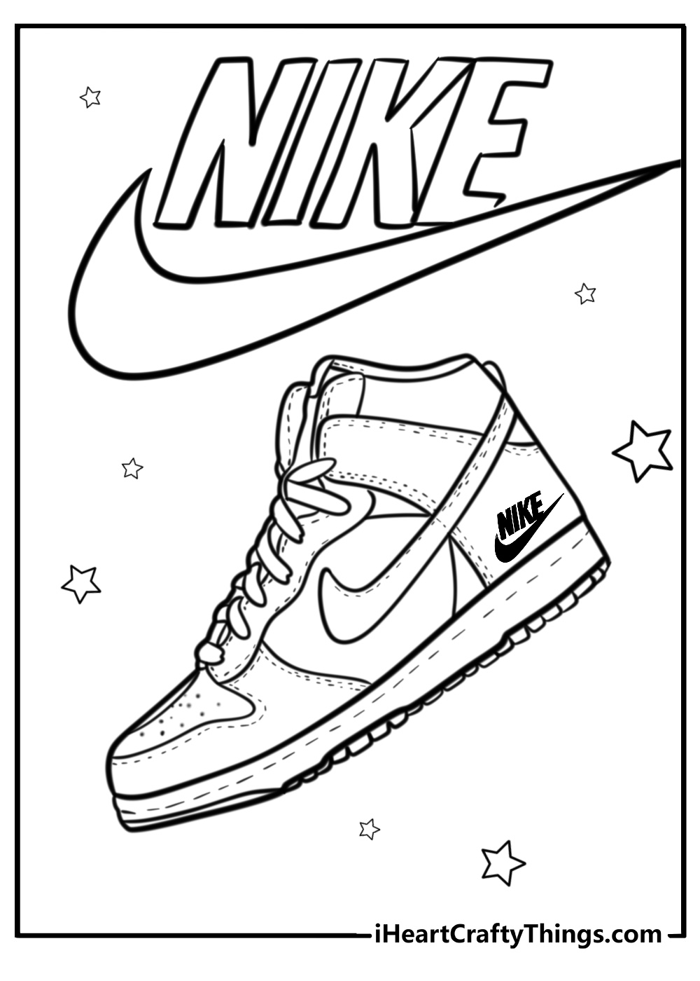 Nike sneaker poster with cassette tape coloring page