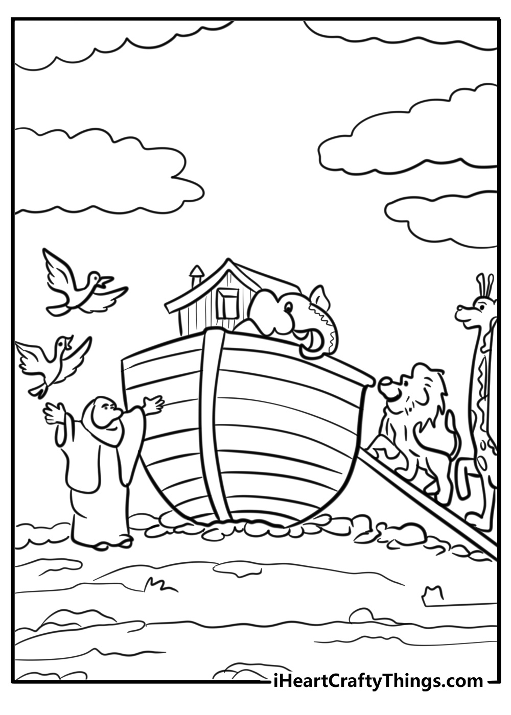 Noah building the ark coloring page