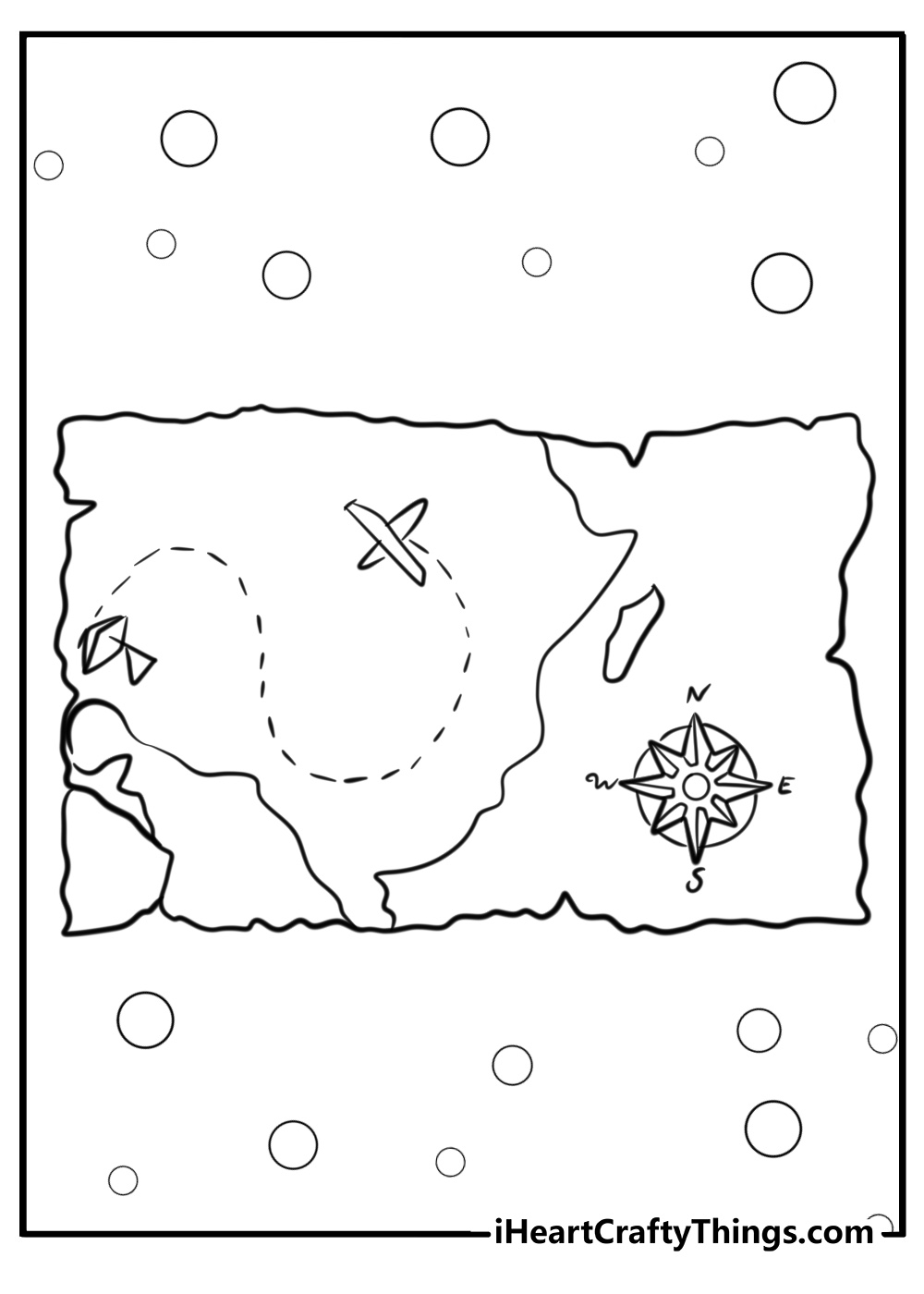 Pirate ship with a treasure map coloring sheet