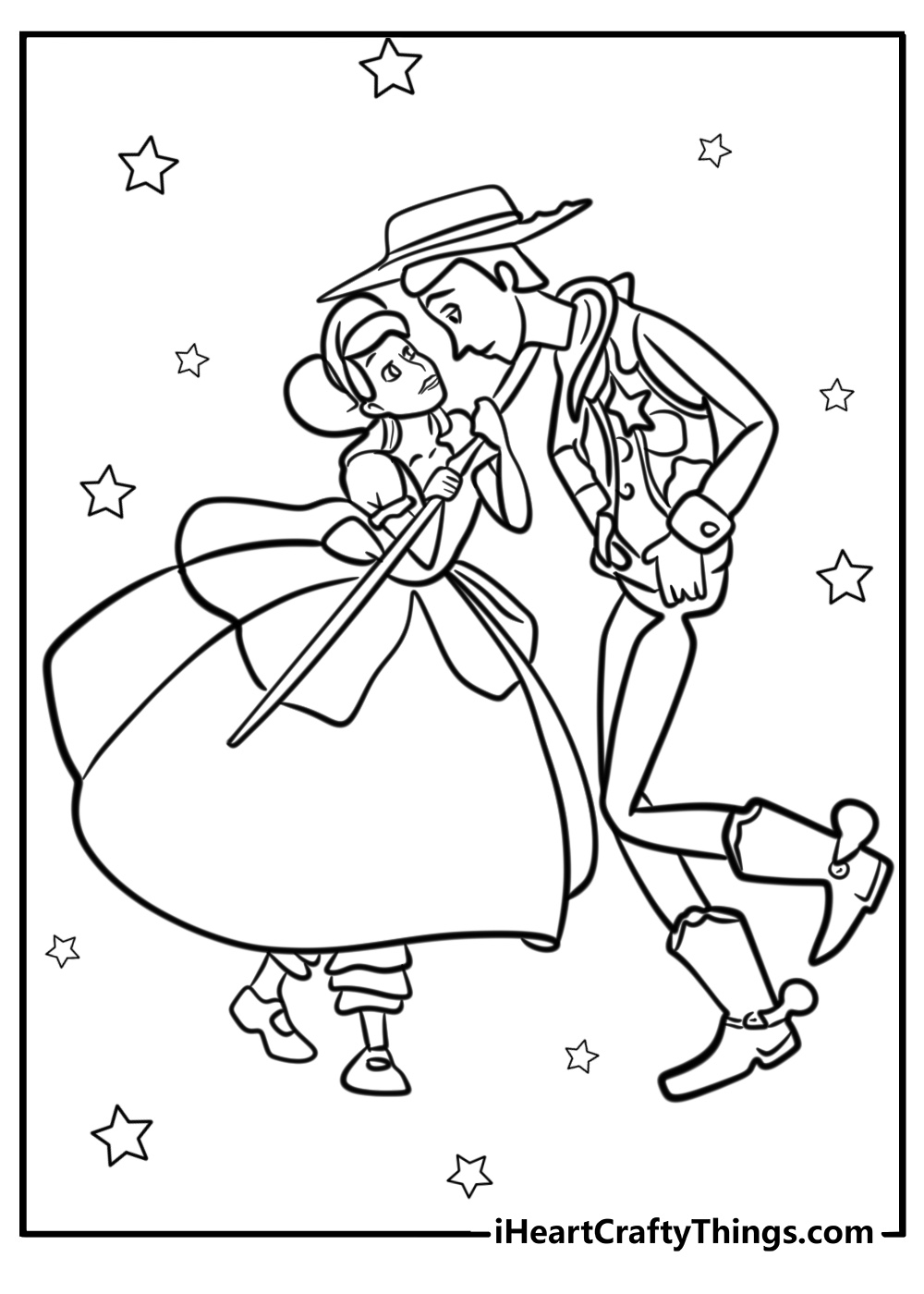 Pretty bo peep with woody coloring page