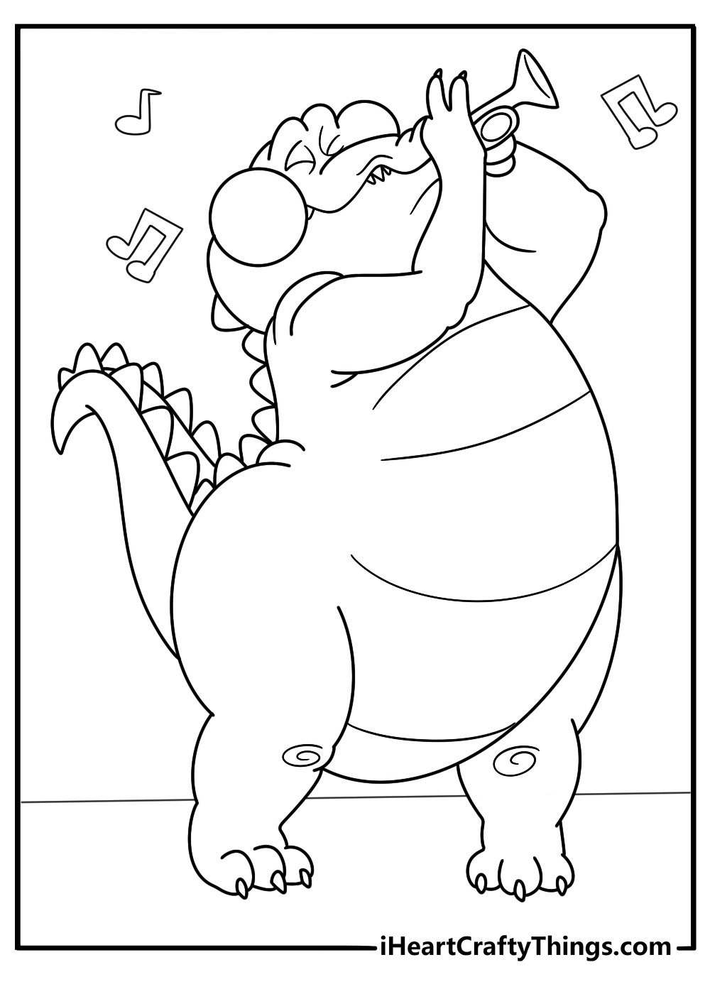 princess and the frog cartoon coloring page of louis the alligator playing trumpet