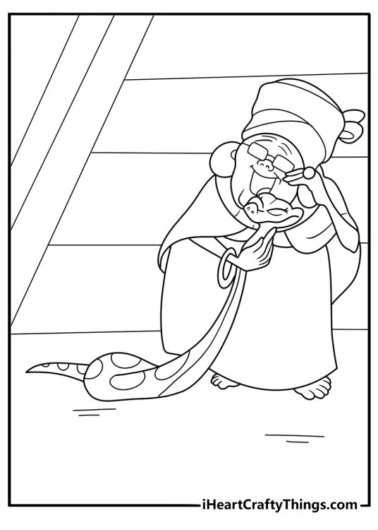 princess and the frog coloring sheet showing mama odie with her pet snake juju