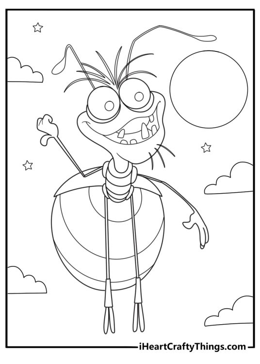 princess and the frog detailed coloring page of ray the firefly glowing in the night sky