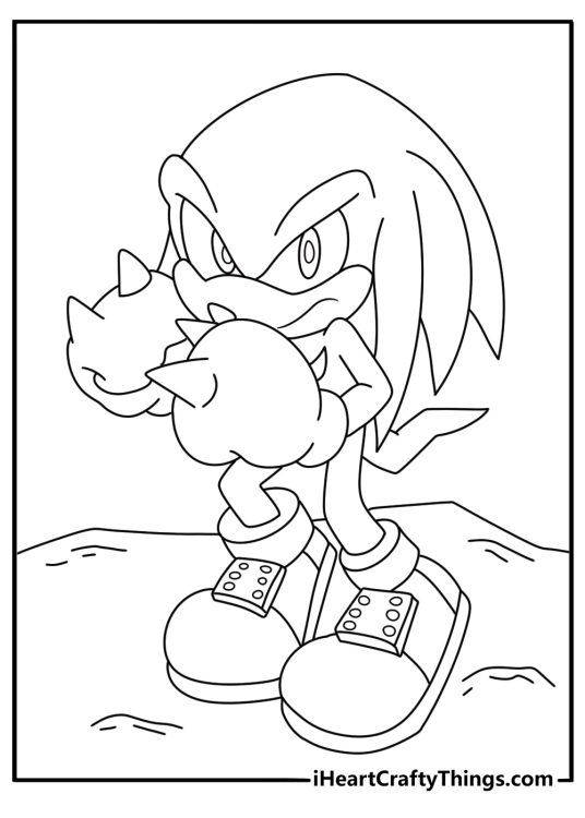 printable knuckles the echidna sheet featuring his large fists and spiked gloves