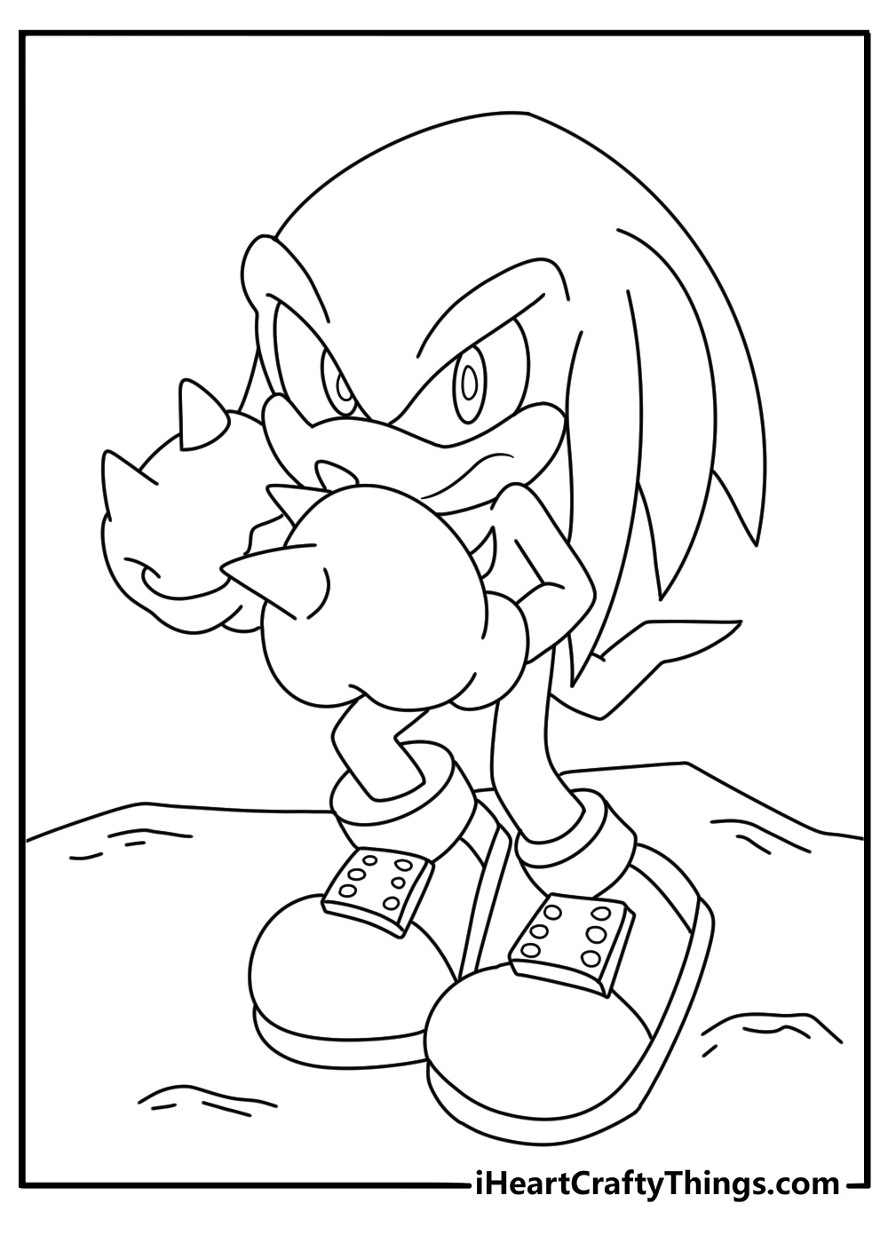 printable knuckles the echidna sheet featuring his large fists and spiked gloves