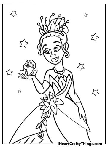 Printable princess and the frog coloring pages