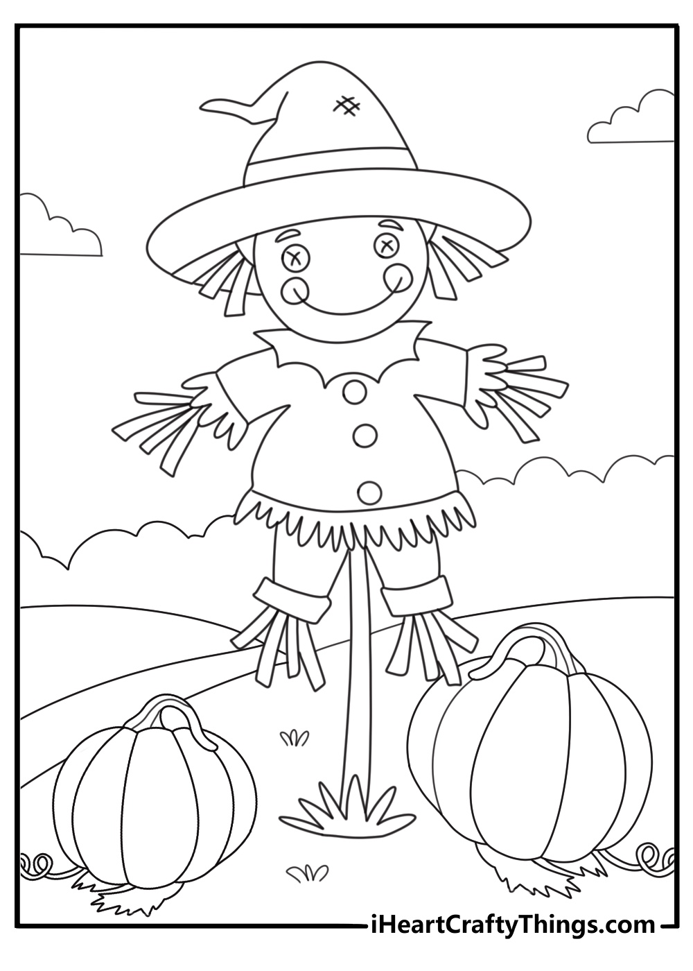 pumpkin patch with scarecrow