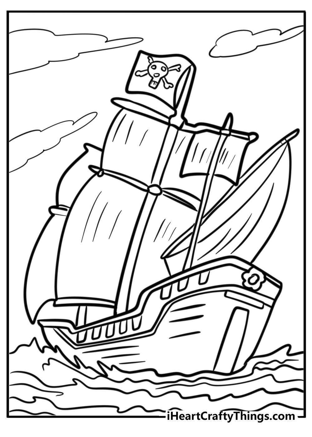 Realistic pirate ship coloring pages