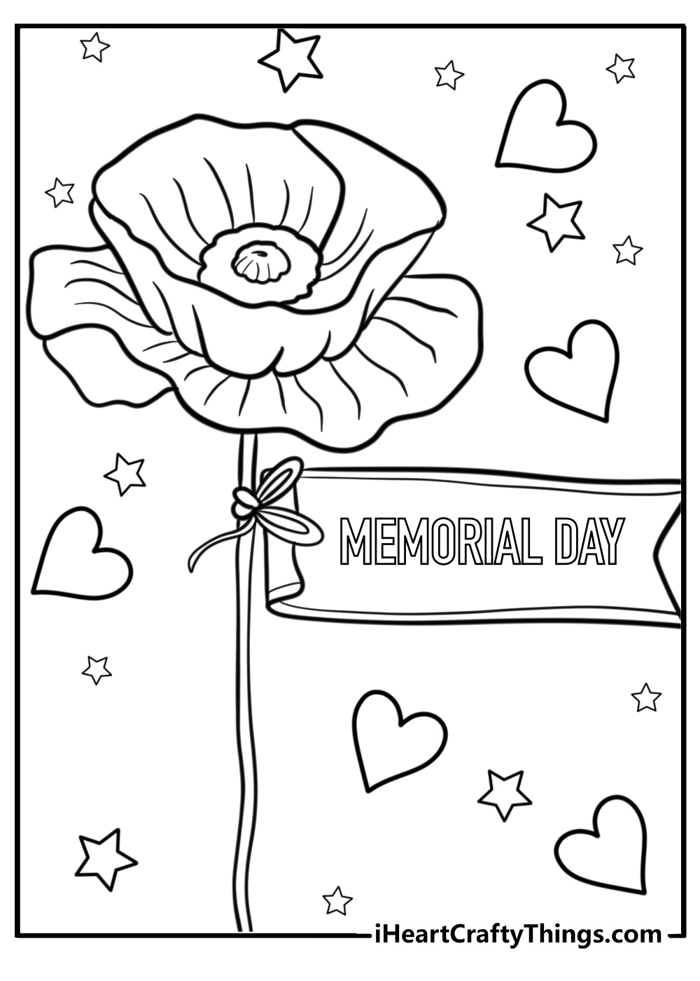 Remember and honor memorial day flowers coloring page