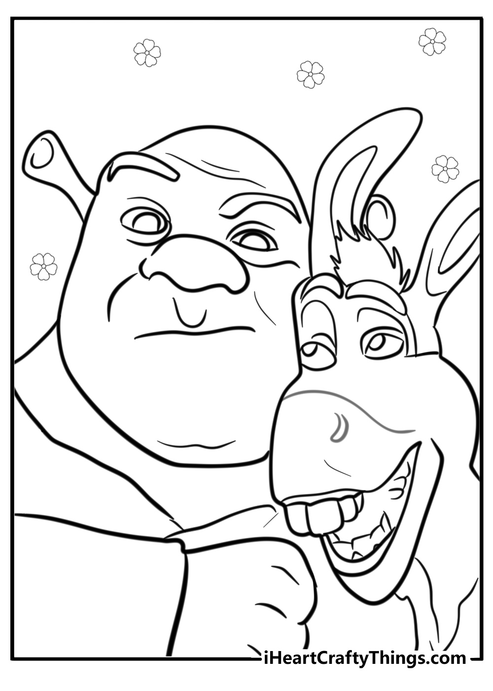 Shrek and donkey coloring page