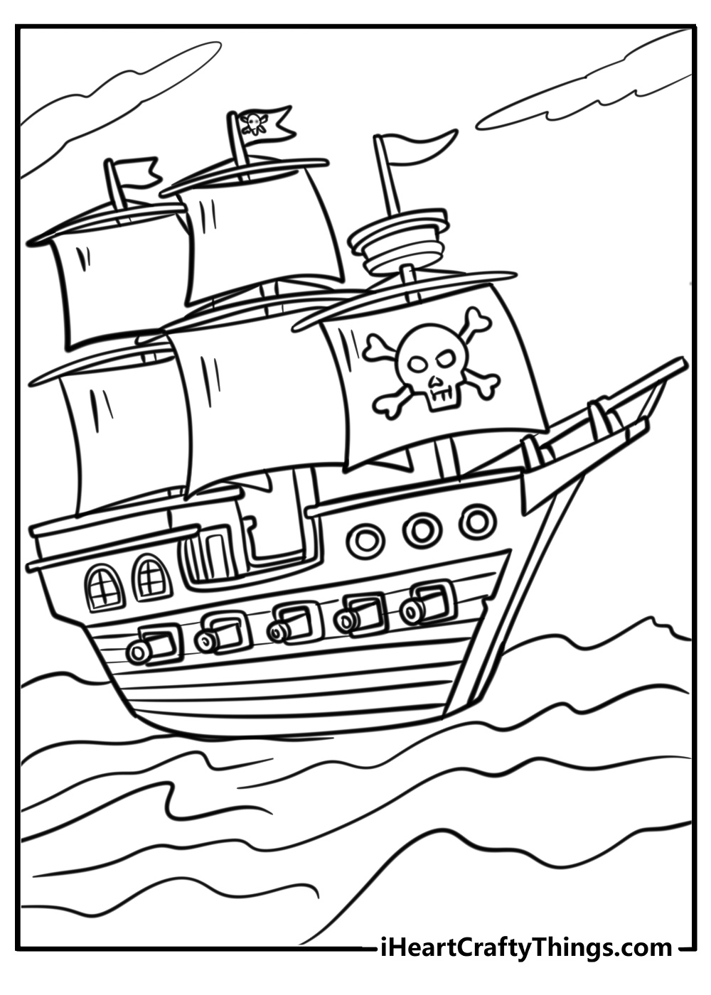 Simple pirate ship coloring page