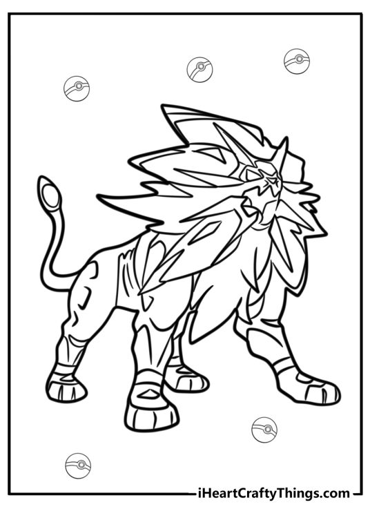 legendary pokemon Solgaleo coloring page
