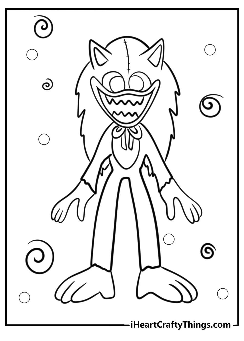 Sonic huggy wuggy coloring pages