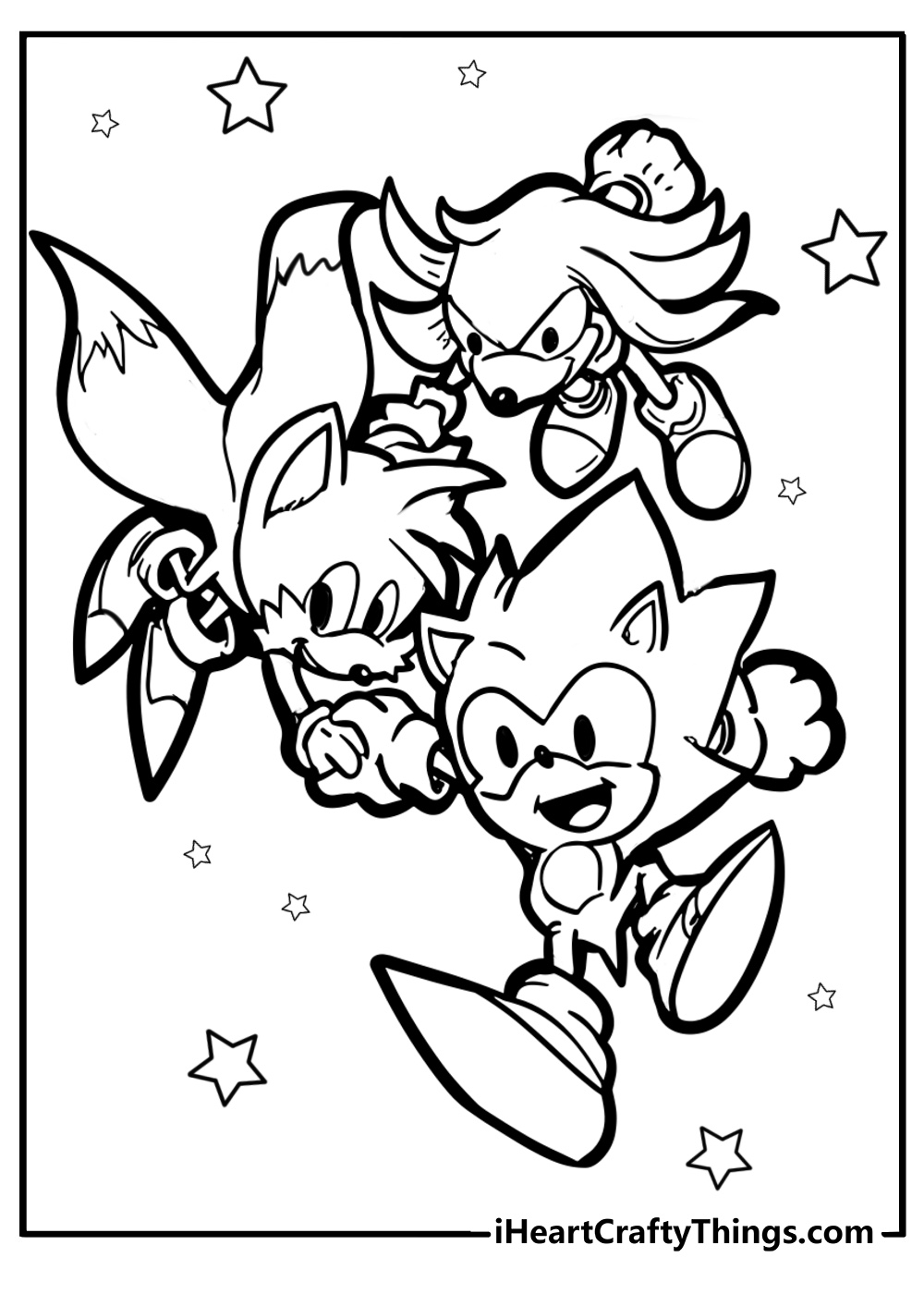 Sonic tails and knuckles coloring page